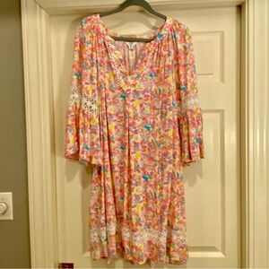 Crown & Ivy Floral Dress with Lace Accents